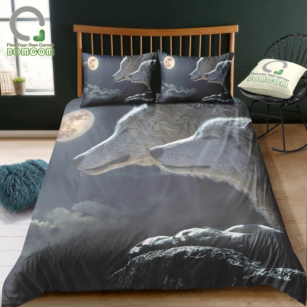 BOMCOM 3D Digital Printing Bedding Set White Wolf Couple Full Moon Night Sky Wolf High Mountain Duvet Cover Sets 100% Microfiber
BOMCOM 3D Digital Printing Bedding Set White Wolf Couple Full Moon Night Sky Wolf High Mountain Duvet Cover Sets 100% Microfiber