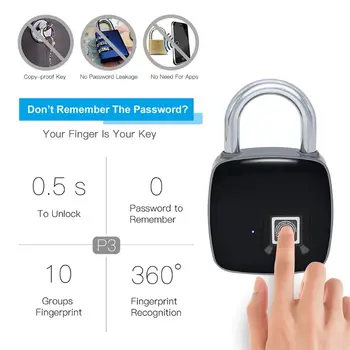 P3 Smart Keyless Fingerprint Lock IP54 Waterproof Inteligente Anti-Theft Security Electric Padlock for Home Door Luggage
P3 Smart Keyless Fingerprint Lock IP54 Waterproof Inteligente Anti-Theft Security Electric Padlock for Home Door Luggage