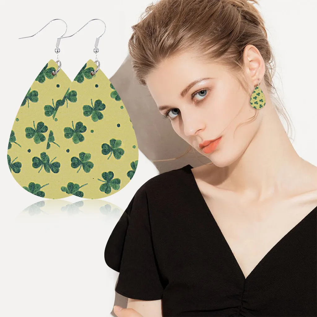 St. Patrick's Day Gift Women Fashion Trend Green Personality Leather Pattern Drop Earrings Jewelry Gift Water Drop Earrings
St. Patrick's Day Gift Women Fashion Trend Green Personality Leather Pattern Drop Earrings Jewelry Gift Water Drop Earrings