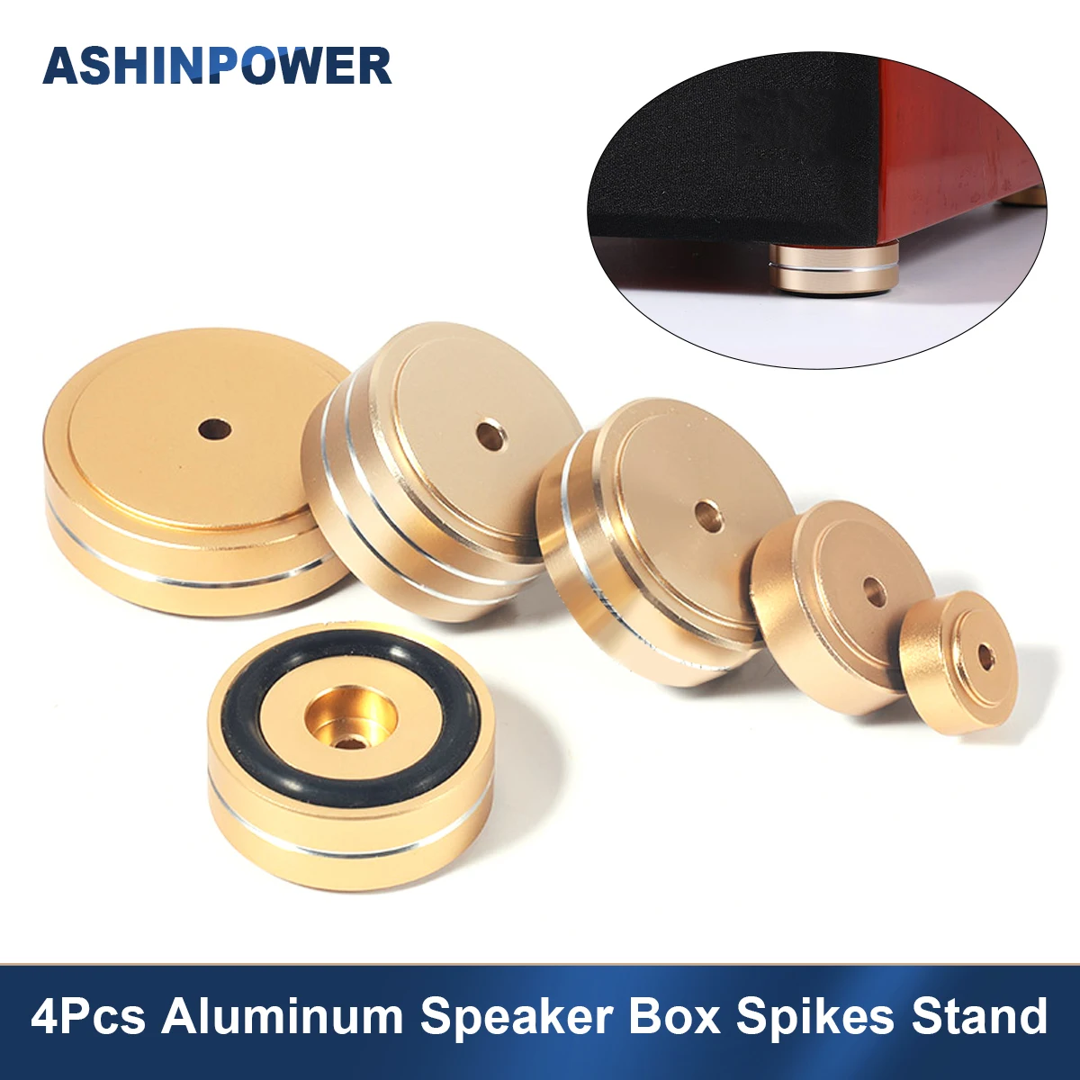 

4Pcs Aluminum Speaker Box Spikes Stand Shock Pad Feet Pad Amplifier DAC Decoder Audio HIFI Computer Rubber Buffer Floor Foot