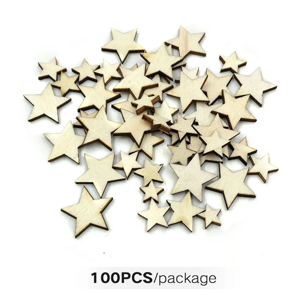 

Handmade Embellishments Buttons Scrapbooking Ornaments Wooden Stars Gifts Graffiti DIY Crafts Light Weight Size Mixing Supplies