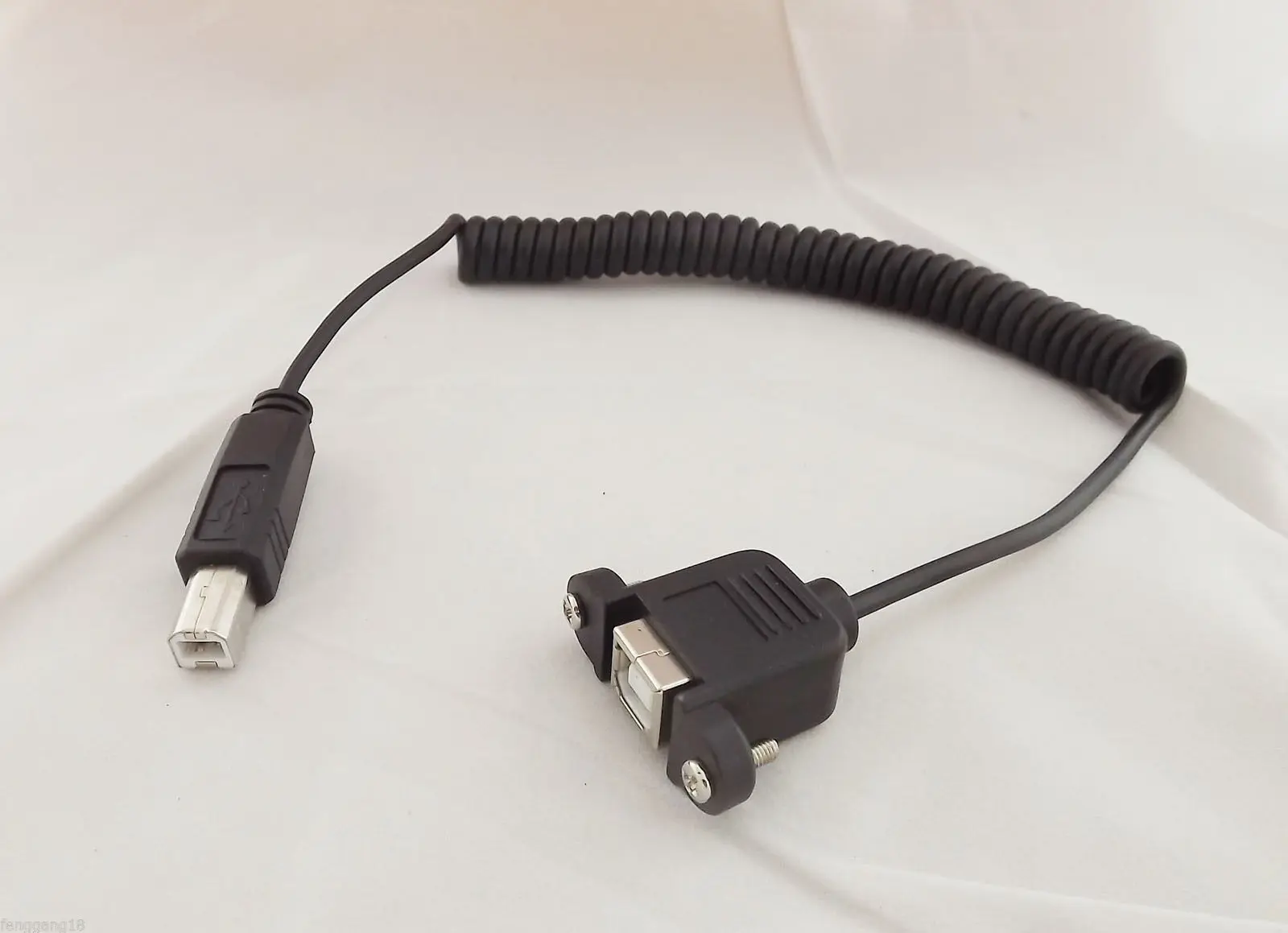 

1pcs USB 2.0 B Female Panel Mount To B Male Extension Coiled Spiral Cable 1.5m