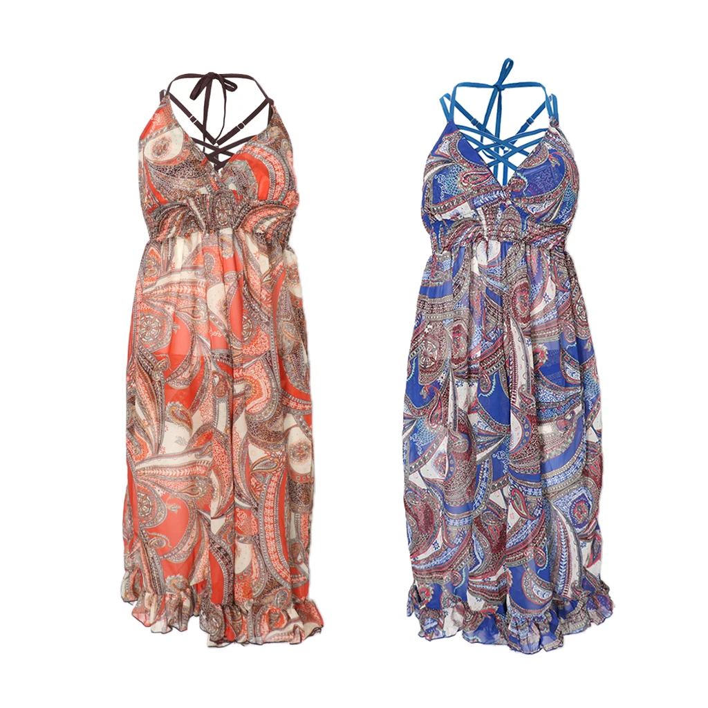 Women Halter Neck Cut Out 3 Pieces Bikini Swimwear with Boho Print Empire Waist Maxi Skirt
Women Halter Neck Cut Out 3 Pieces Bikini Swimwear with Boho Print Empire Waist Maxi Skirt