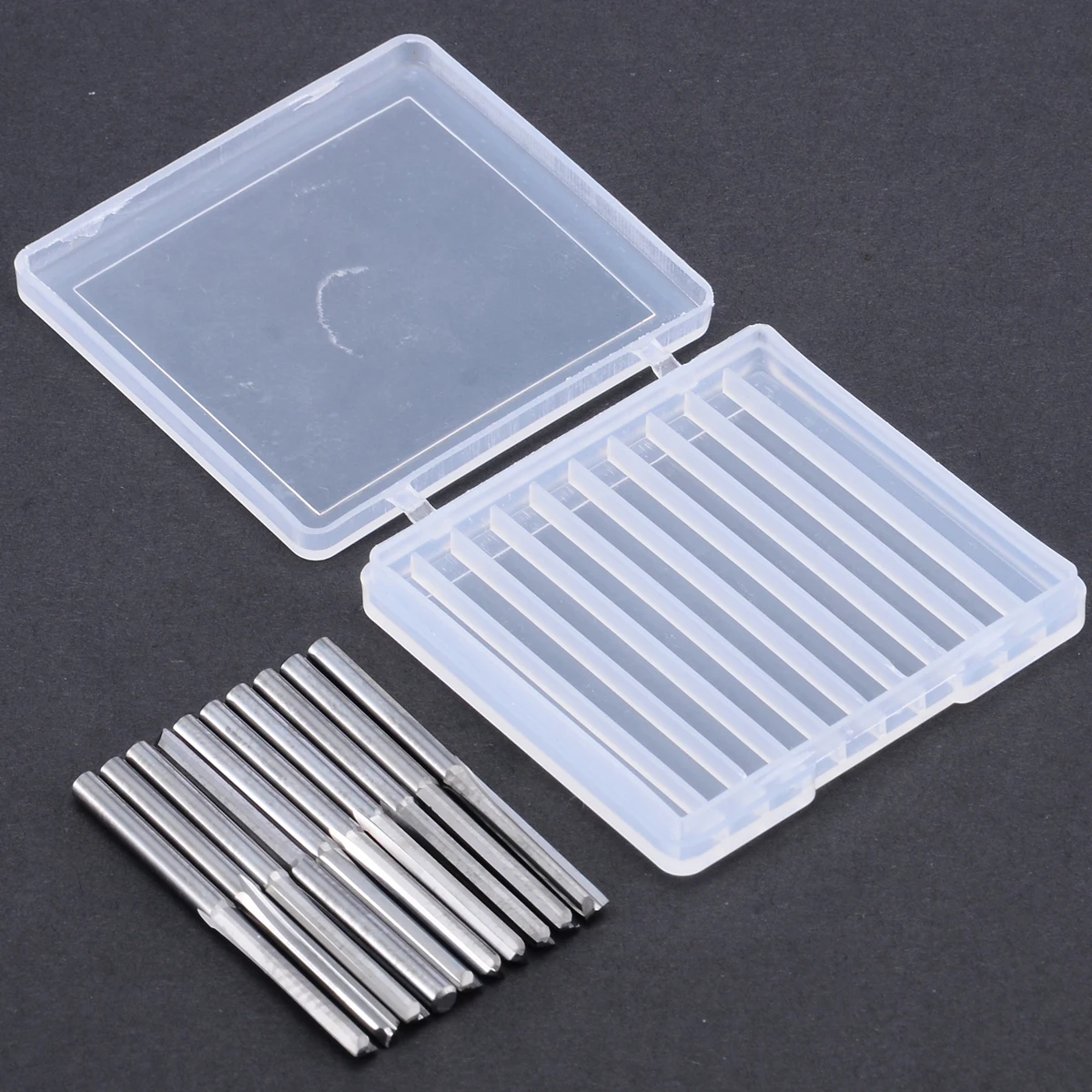 10Pcs 3.175mm Shank 2 Flutes Tungsten Carbide Milling Cutters 22mm End Mill CNC Router Bits For Wood Cutting End Mills