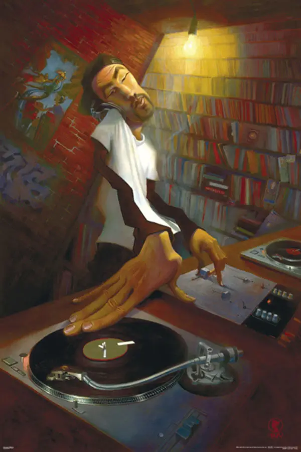 BUA DJ вертушки шелковые плакат декоративной живописи 24x36 дюймов | Дом и сад
