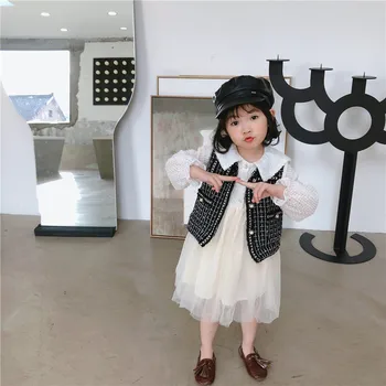 Spring New Arrival korean style clothing sets fashion plaid vest with princess long sleeve dress for cute sweet baby girls
Spring New Arrival korean style clothing sets fashion plaid vest with princess long sleeve dress for cute sweet baby girls