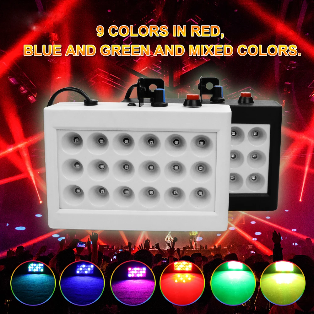 18 LEDs Party Lights 9 Colors Room Strobe Light Box Disco Light Auto Control Sound party lights Stage Family
18 LEDs Party Lights 9 Colors Room Strobe Light Box Disco Light Auto Control Sound party lights Stage Family