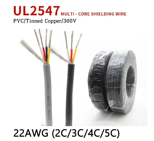 1M UL2547 22AWG Shielded Wire Signal Cable 2 3 4 5 Cores PVC Insulated Channel Audio Headphone Copper Control Shielding Wire
1M UL2547 22AWG Shielded Wire Signal Cable 2 3 4 5 Cores PVC Insulated Channel Audio Headphone Copper Control Shielding Wire