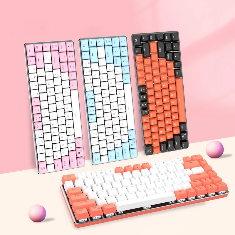 Фото 82 Keys Anti-Ghosting Mechanical Gaming Keyboard With Adjustable USB Wired PC White Backlight ABS Keycaps Pink | Компьютеры и офис