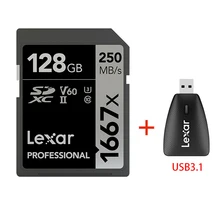 Lexar SD Card 1667X Original 250MB/s 64GB 128GB 256GB SDXC UHS-II U3 Flash Memory Card For 3D 4K Digital Camera Lexar SD Card 1667X Original 250MB/s 64GB 128GB 256GB SDXC UHS-II U3 Flash Memory Card For 3D 4K Digital Camera
