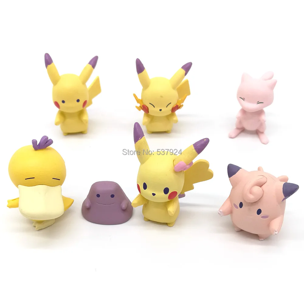 Новинка 7 шт. Pika Mew Psyduck Clefairy Ditto 4 см ПВХ экшн Фигурки игрушки|Игровые фигурки и