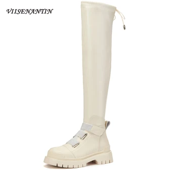 New Leather Thick Sole Mid-heel Over-the-knee Women Winter Slim Platform Elastic Knight Boots European and American Plush Shoes
New Leather Thick Sole Mid-heel Over-the-knee Women Winter Slim Platform Elastic Knight Boots European and American Plush Shoes