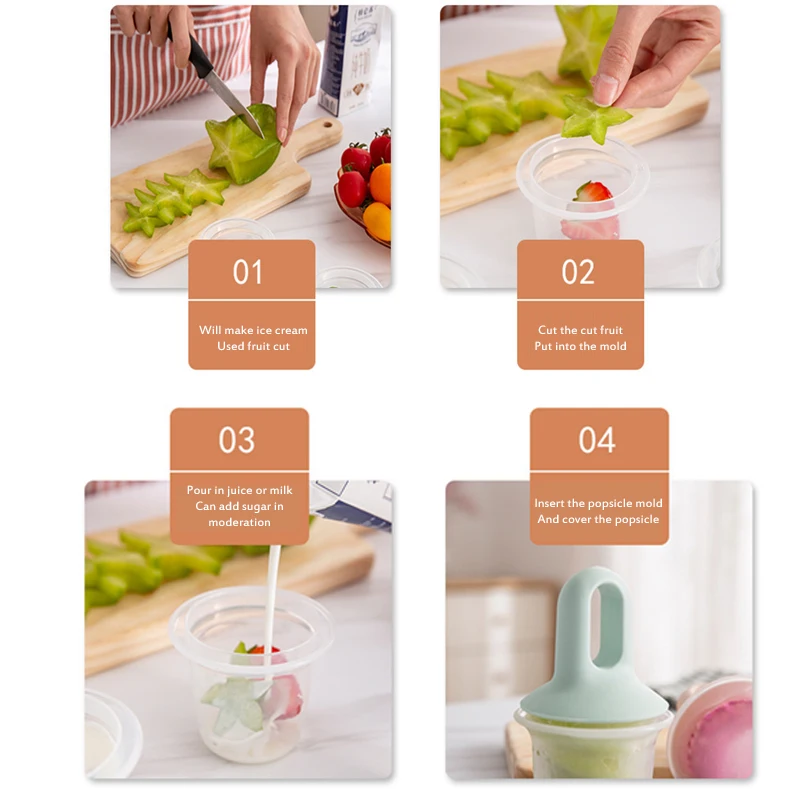 Generic DIY Ice Cream Ice Pops Mold Portable Food Grade Popsicle Mould