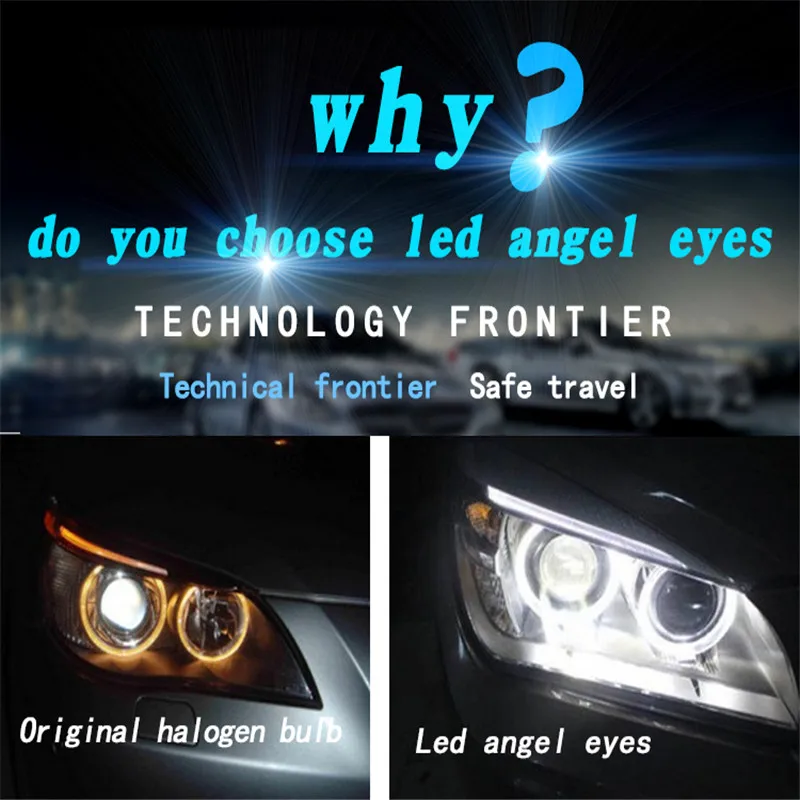 HIDLT 80W White LED Angel Eyes Halo Ring Marker Error Free LED Bulbs For Auto Headlight E90 E91 3 Series 320 325i 328i 335i (12)