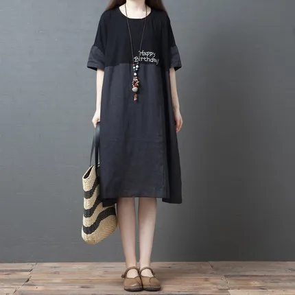 Summer New Style 2019 Retro Loose And Plus-sized WOMEN'S Dress Fashion Comfortable Cotton Linen Crew Neck Splicing Dress Women's
Summer New Style 2019 Retro Loose And Plus-sized WOMEN'S Dress Fashion Comfortable Cotton Linen Crew Neck Splicing Dress Women's