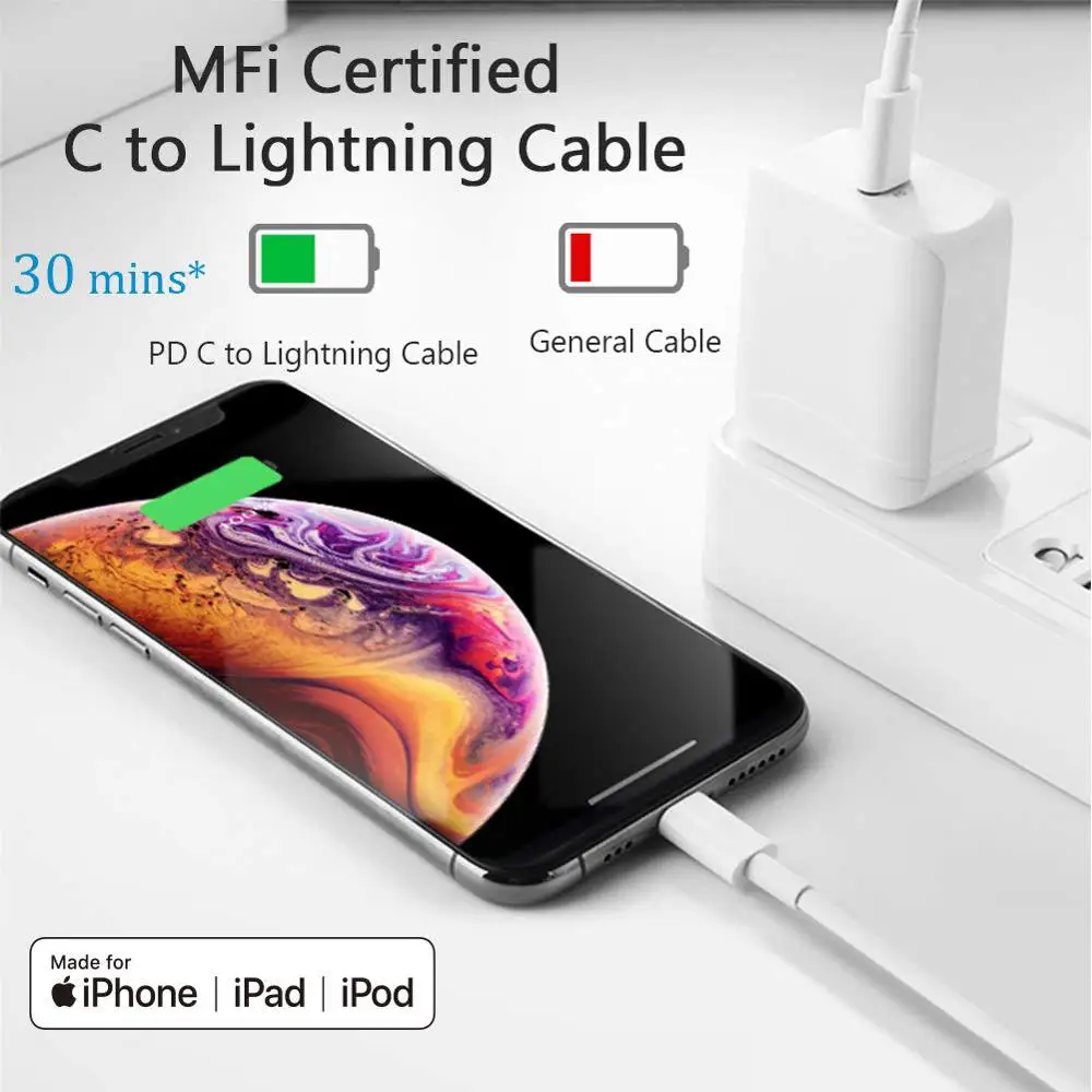 

3A PD Fast Charging Cable For USB C Lightning For iPhone Xs X 8 pin to TypeC 3A Quick charger for Type C Lightning Macbook