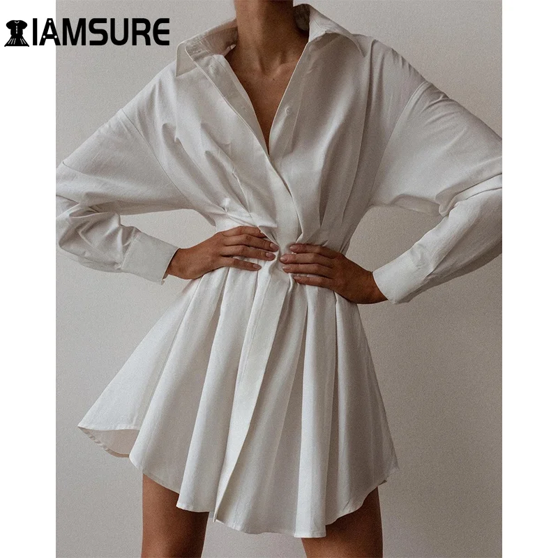 IAMSURE Shirt Dress Sexy Mini Beach Dresses Elegant Party Office Lady Long Sleeve Pure Cotton Women's Clothing Autumn Fashion
IAMSURE Shirt Dress Sexy Mini Beach Dresses Elegant Party Office Lady Long Sleeve Pure Cotton Women's Clothing Autumn Fashion