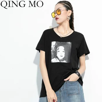QING MO Black White Women Pullovers T Shirt 2020 Women Printed T Shirt Female Casual Loose T Shirt Mixture ZQY3613 
QING MO Black White Women Pullovers T Shirt 2020 Women Printed T Shirt Female Casual Loose T Shirt Mixture ZQY3613