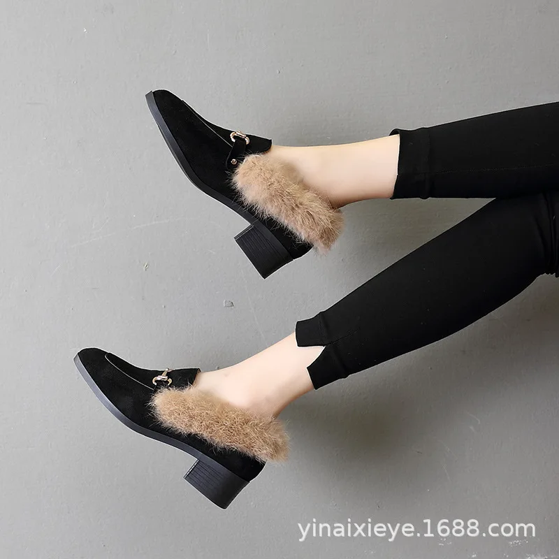 Autumn And Winter New Style WOMEN'S Shoes British Style Rabbit Fur Single Shoes Women's Chunky-Heel Suede Square Head Metal Buck
Autumn And Winter New Style WOMEN'S Shoes British Style Rabbit Fur Single Shoes Women's Chunky-Heel Suede Square Head Metal Buck