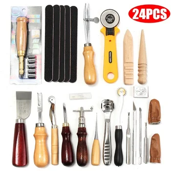 24Pc Vintage Leather Craft Kit Stitching Sewing Beveler Punch Working Hand Tools
24Pc Vintage Leather Craft Kit Stitching Sewing Beveler Punch Working Hand Tools