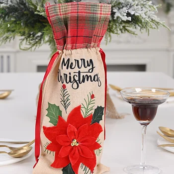 Christmas Wine Bottle Cover Linen Bag Champagne Bottle Cover Christmas Decorations with Home Red Flower Decorations
Christmas Wine Bottle Cover Linen Bag Champagne Bottle Cover Christmas Decorations with Home Red Flower Decorations