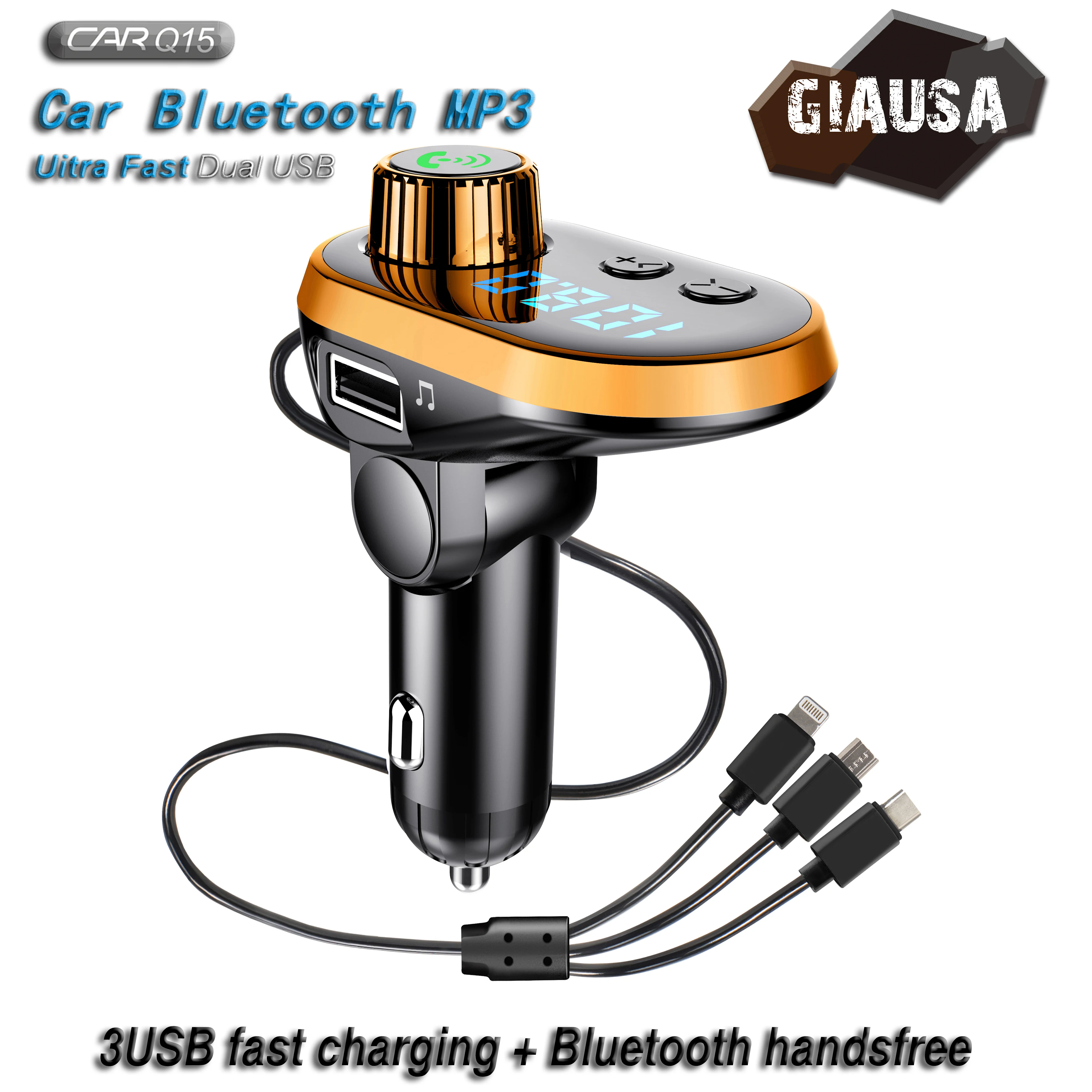 Car Charger FM Transmitter Bluetooth MP3 Player TF Card Car Kit Charging the micro USB type-C iPhone For Xiaomi Samsung
Car Charger FM Transmitter Bluetooth MP3 Player TF Card Car Kit Charging the micro USB type-C iPhone For Xiaomi Samsung