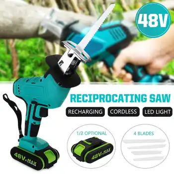 48V Battery Cordless Reciprocating Saw + 4 Saw Blade Metal Cutting Wood Tool Portable Woodworking Cutters with 1/2 Battery
48V Battery Cordless Reciprocating Saw + 4 Saw Blade Metal Cutting Wood Tool Portable Woodworking Cutters with 1/2 Battery