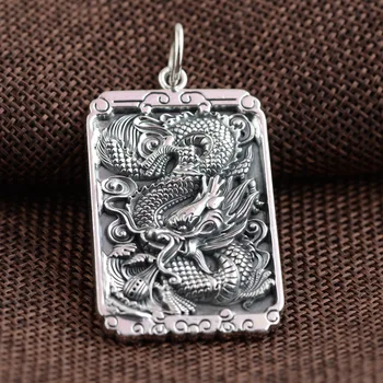925 Silver Vintage oblong shape Dragon carvings in relief Men's Pendant Drop shipping 
925 Silver Vintage oblong shape Dragon carvings in relief Men's Pendant Drop shipping