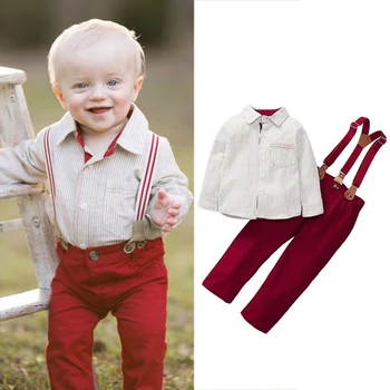 Baby Boy Clothes Long Sleeve Striped Print Shirt Blouse+Trousers+Strap Casual Gentleman Sets Fashion Outfits For 0-18M
Baby Boy Clothes Long Sleeve Striped Print Shirt Blouse+Trousers+Strap Casual Gentleman Sets Fashion Outfits For 0-18M