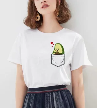 

WVIOCE Avocado T Shirts Women Harajuku Grunge Short Sleeve Kawaii Tshirt 90s Funny Female Cartoon T-shirt Cute Fashion Top Tees