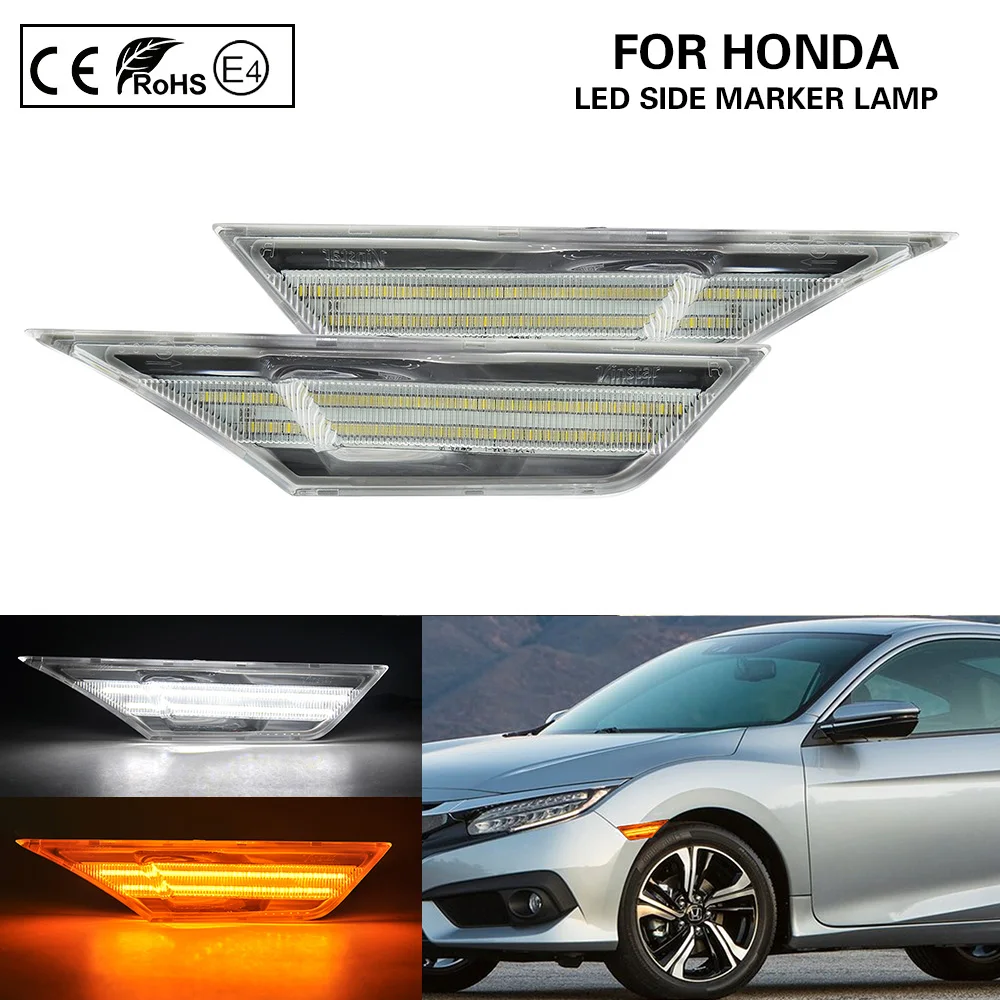 Clear LED Side Marker Turn Signal Lamp(Amber)LED Running light/Position lights(white)for HONDA Civic sedan Coupe Hatchback 16-19
Clear LED Side Marker Turn Signal Lamp(Amber)LED Running light/Position lights(white)for HONDA Civic sedan Coupe Hatchback 16-19