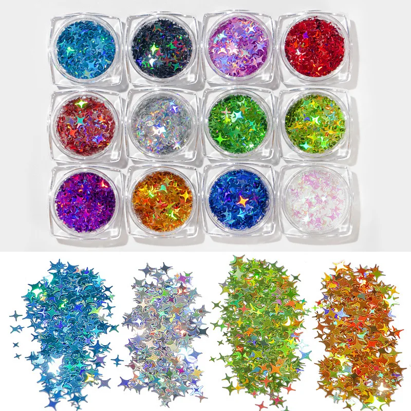 12 Boxes/Set Holographic Nail Art Sequins Star Astral Colorful Glitter Powder Flakes Laser Confetti for Nails Art Decorations
12 Boxes/Set Holographic Nail Art Sequins Star Astral Colorful Glitter Powder Flakes Laser Confetti for Nails Art Decorations