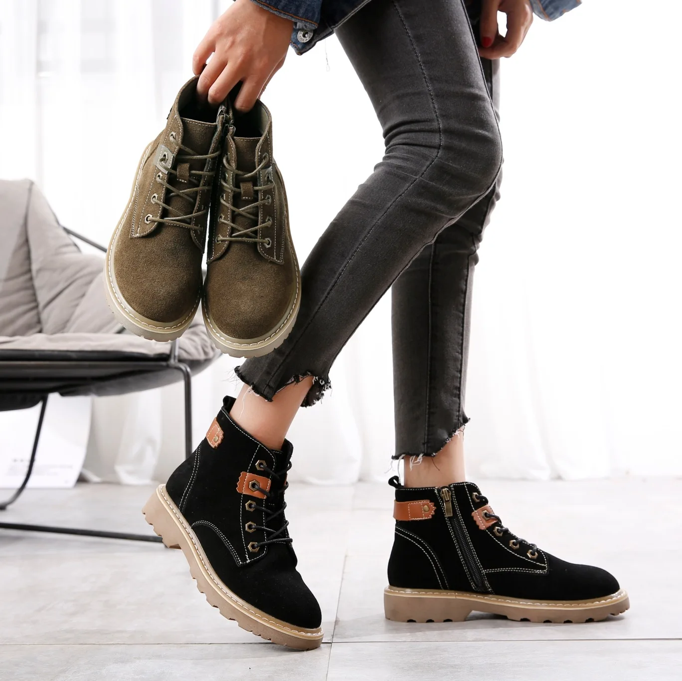 Ankle Round Toe Low Women Boots Solid Fashion Punk Motorcycle Boots Concise Lace Up Shoes
Ankle Round Toe Low Women Boots Solid Fashion Punk Motorcycle Boots Concise Lace Up Shoes
