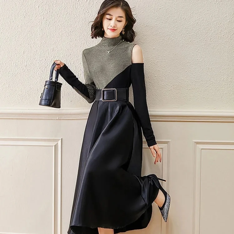 Spring & Autumn Women Patchwork Fit Dress Two Pieces Set Fashion Suits Office Elegant Lady Off Shoulder Top+A-line Dress Sets
Spring & Autumn Women Patchwork Fit Dress Two Pieces Set Fashion Suits Office Elegant Lady Off Shoulder Top+A-line Dress Sets