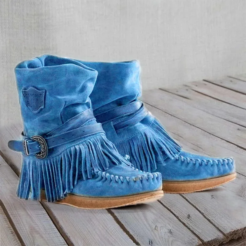 Women Ankle Short Boots Tassels Round Toe Buckle Strap Boots Ethnic Style Warm Non-slip Boots Shoe For Ladies Botas Mujer
Women Ankle Short Boots Tassels Round Toe Buckle Strap Boots Ethnic Style Warm Non-slip Boots Shoe For Ladies Botas Mujer