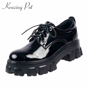 Krazing pot preppy style leisure British school thick bottom fashion genuine leather round toe high heel lace up women pumps L58
Krazing pot preppy style leisure British school thick bottom fashion genuine leather round toe high heel lace up women pumps L58