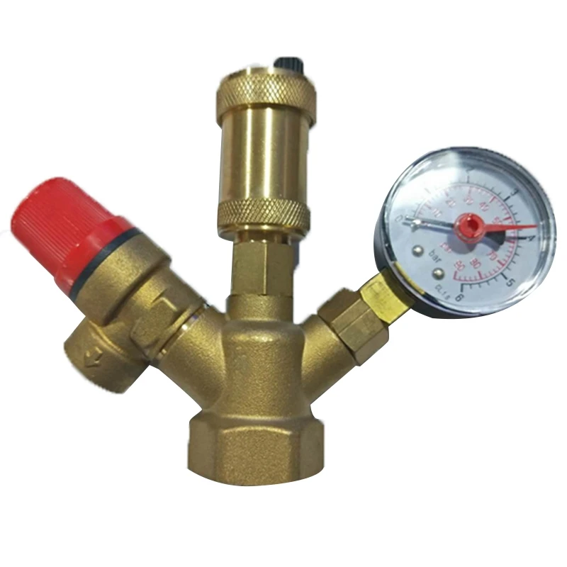 

Brass Boiler Valve 1 Inch DN25 Exhaust Safety Pressure Relief Valve and Pressure Gauge Boiler Safety Components