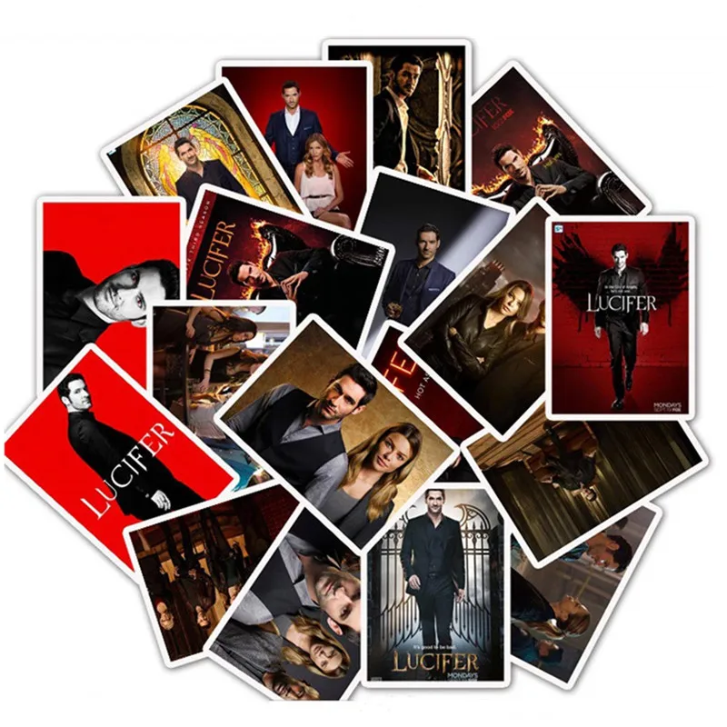 25pcspack Classic Movie Stickers for Luggage Laptop Art Painting Lucifer Poster Stickers Waterproof Scrapbook Decals