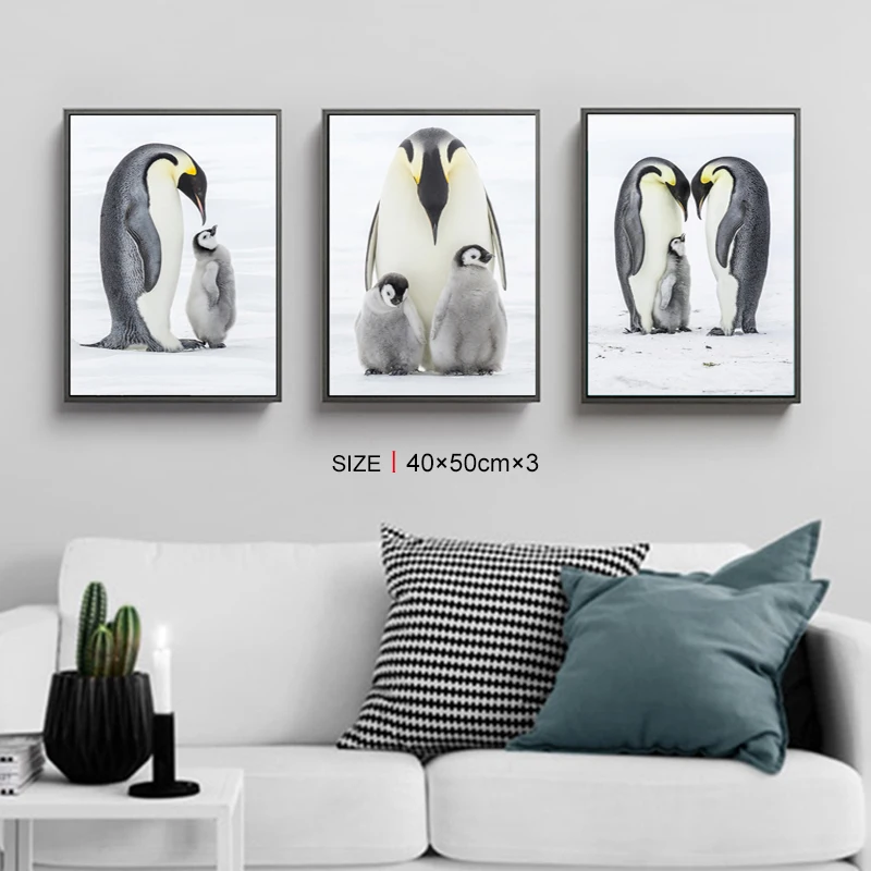 Современное искусство на стену в виде пингвина для гостиной декор спальни