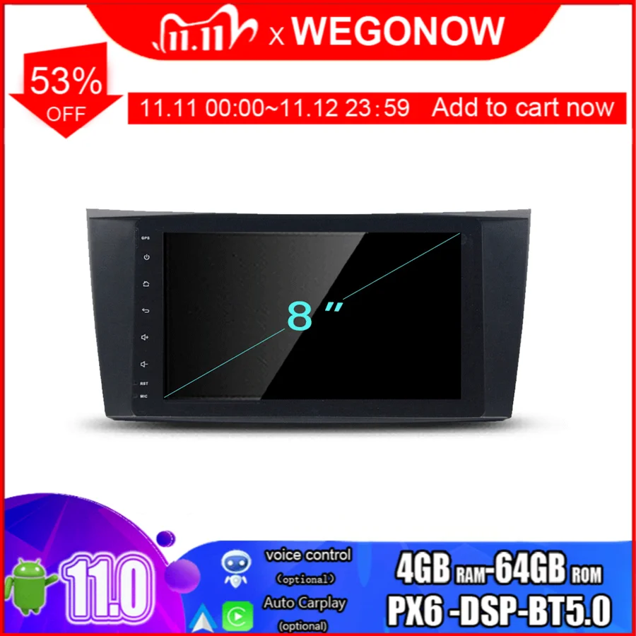 DSP HD TDA7851 4*50W Android11.0 4GB RAM 64G ROM Car DVD Player Wifi BT5.0 RADIO GPS navi map For Benz W211 W219 W463 2001- 2008 |