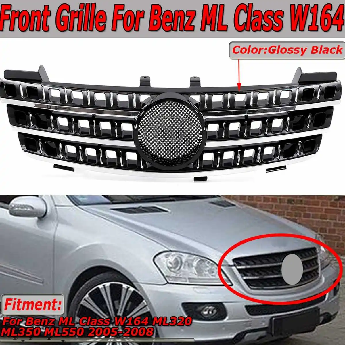 1x For Mercedes For Benz ML Class W164 ML320 ML350 ML550 2005-2008 Car Front Bumper Mesh Upper Grille Grill Racing Grille
1x For Mercedes For Benz ML Class W164 ML320 ML350 ML550 2005-2008 Car Front Bumper Mesh Upper Grille Grill Racing Grille