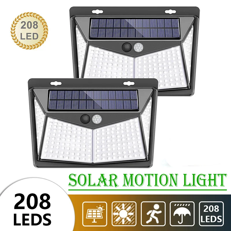 208 LED Solar Light 3 Modes PIR Motion Sensor Light Outdoor Garden Street Security Wall Light IP65 Waterproof
208 LED Solar Light 3 Modes PIR Motion Sensor Light Outdoor Garden Street Security Wall Light IP65 Waterproof