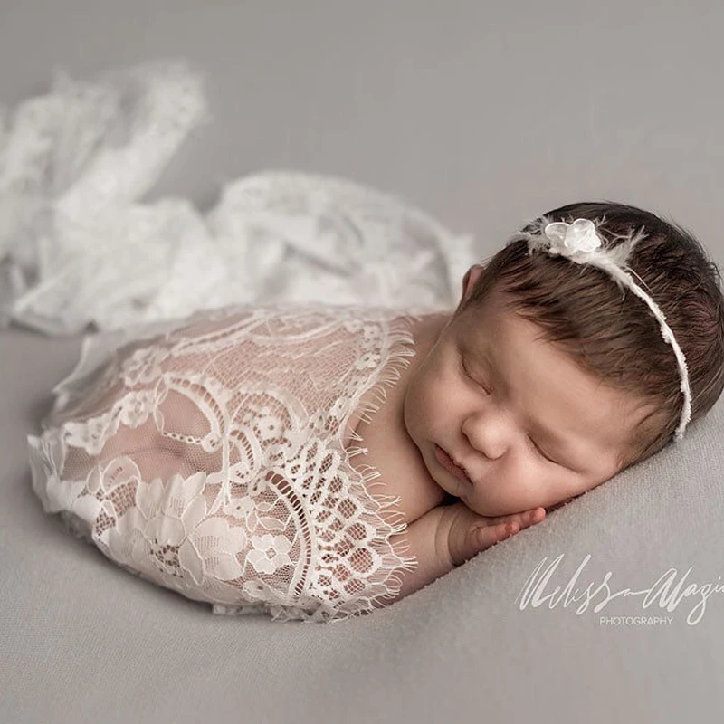 

Newest Newborn Photography Props Baby Photo Studio Accessories Fashion Soft Lace White Wraps For DIY Shooting Prop