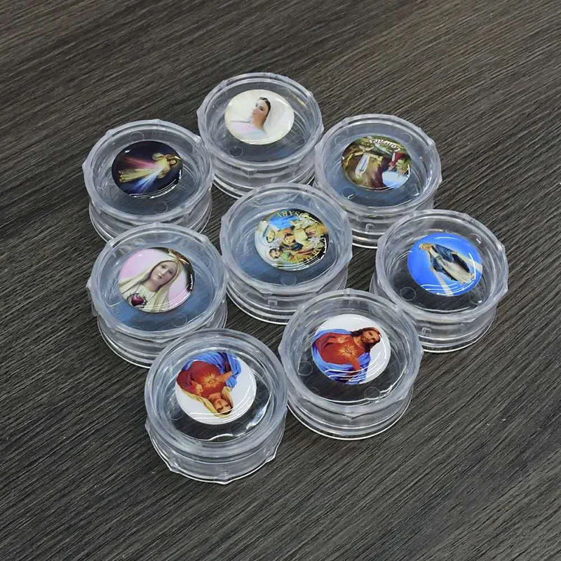3.6*1.8cm round box lid affixed with religious patterns randomly installed bracelet plastic mini rosary beads packaging gift box
3.6*1.8cm round box lid affixed with religious patterns randomly installed bracelet plastic mini rosary beads packaging gift box