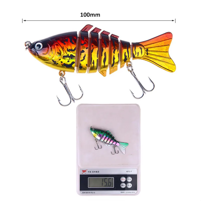 Colorful 7-section Plastic Hard Bait 3D Eyes Artificial Wobblers Waterproof Dive Depth 0.5-1.5m Fishing Lures 1pcs 10cm/15.6g
Colorful 7-section Plastic Hard Bait 3D Eyes Artificial Wobblers Waterproof Dive Depth 0.5-1.5m Fishing Lures 1pcs 10cm/15.6g