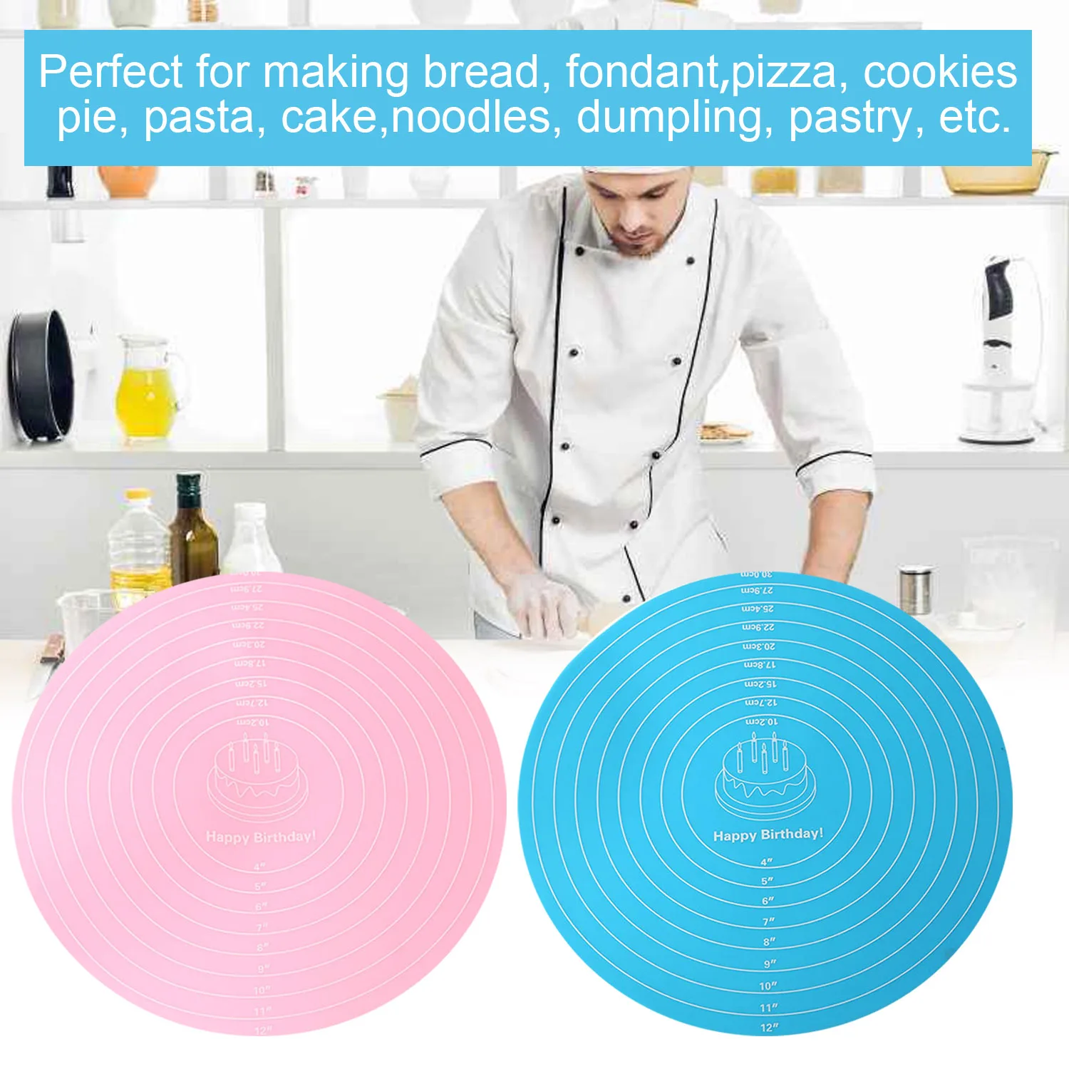 Behogar 30cm Round Shape Non-stick Silicone Cake Fondant Pastry Dough Rolling Baking Mat with Scale for Kitchen Cooking Tools
Behogar 30cm Round Shape Non-stick Silicone Cake Fondant Pastry Dough Rolling Baking Mat with Scale for Kitchen Cooking Tools