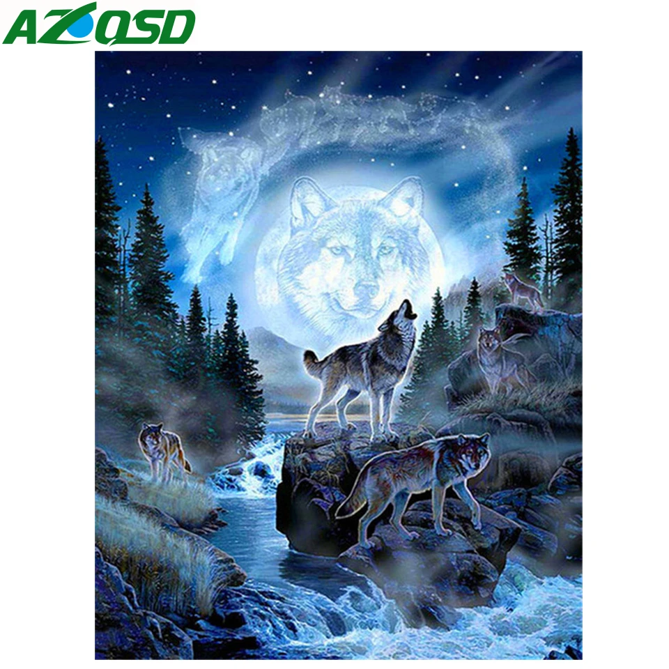 AZQSD Diamond painting animal Cross Stitch Diamond Embroidery Forest Wolfs mosaic pattern Picture of Rhinestones Handmade Gift
AZQSD Diamond painting animal Cross Stitch Diamond Embroidery Forest Wolfs mosaic pattern Picture of Rhinestones Handmade Gift