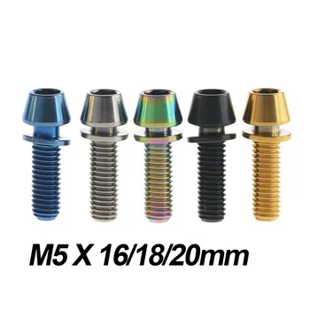 Xingxi Ti Titanium Bolts M5X16 18 20mm Conical Head Srews with Washer for Bicycle Stems Blue Black Rainbow Gold
Xingxi Ti Titanium Bolts M5X16 18 20mm Conical Head Srews with Washer for Bicycle Stems Blue Black Rainbow Gold