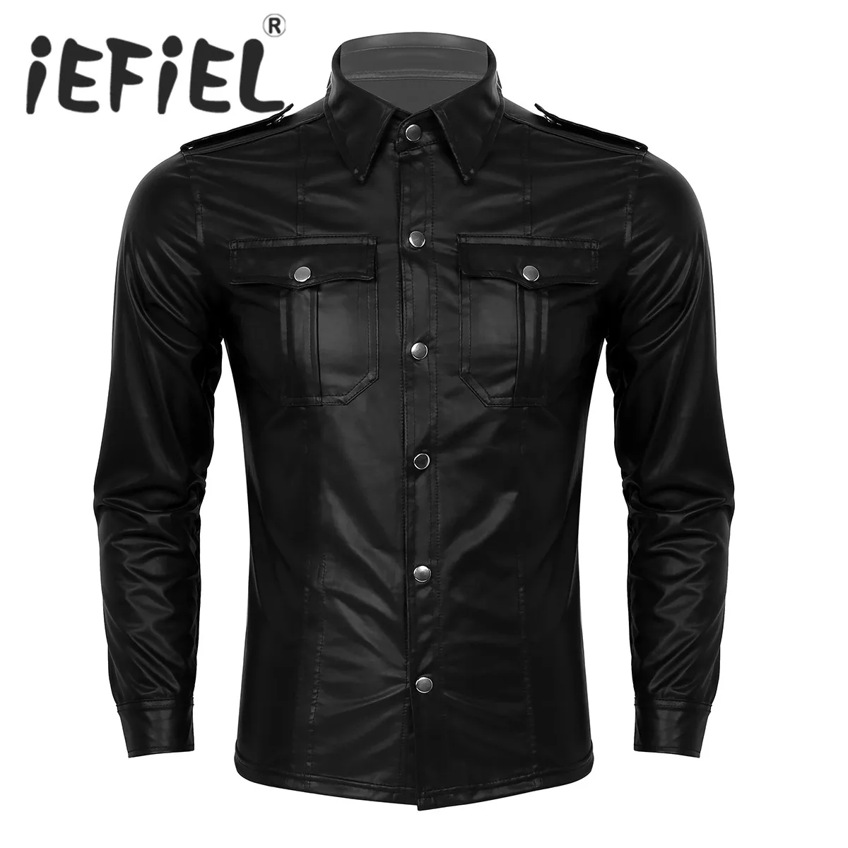 Fashion Men Formal Shirt Trend Wet Look Patent Leather Turn-down Collar Long Sleeve Button Down Slim Fit Nightclub Shirts
Fashion Men Formal Shirt Trend Wet Look Patent Leather Turn-down Collar Long Sleeve Button Down Slim Fit Nightclub Shirts