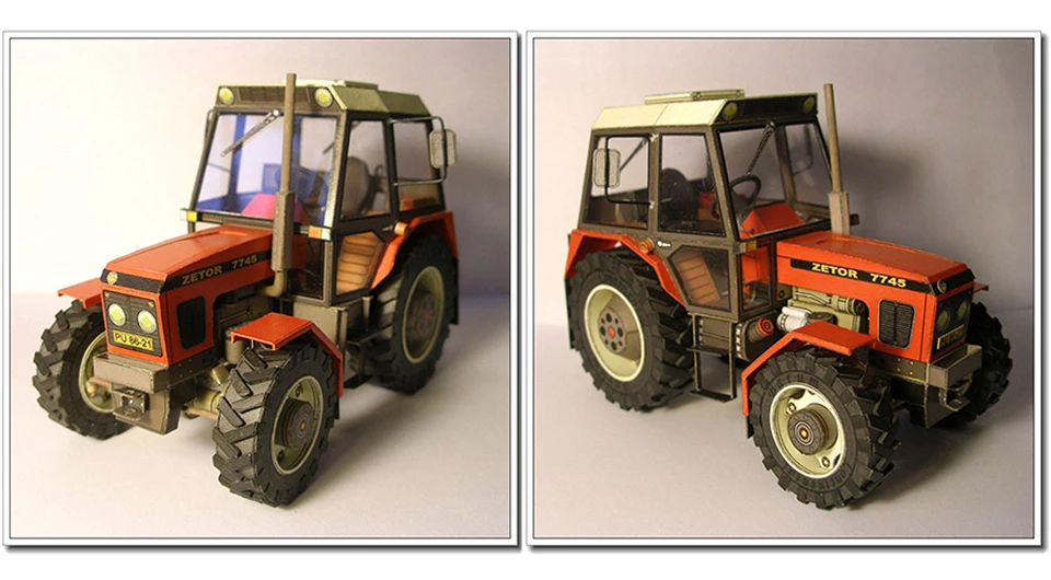 Tchèque Zetor 7745-7211 tracteur papier 3D Modèle À faire soi-même Jouet Créatif B6A6 